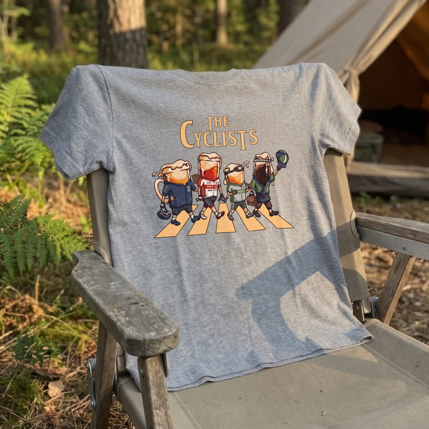 THE CYCLISTS | ビールたちのサイクリング 横断歩道 面白Tシャツ【自転車好き・ビール好き・ギフトに最適】