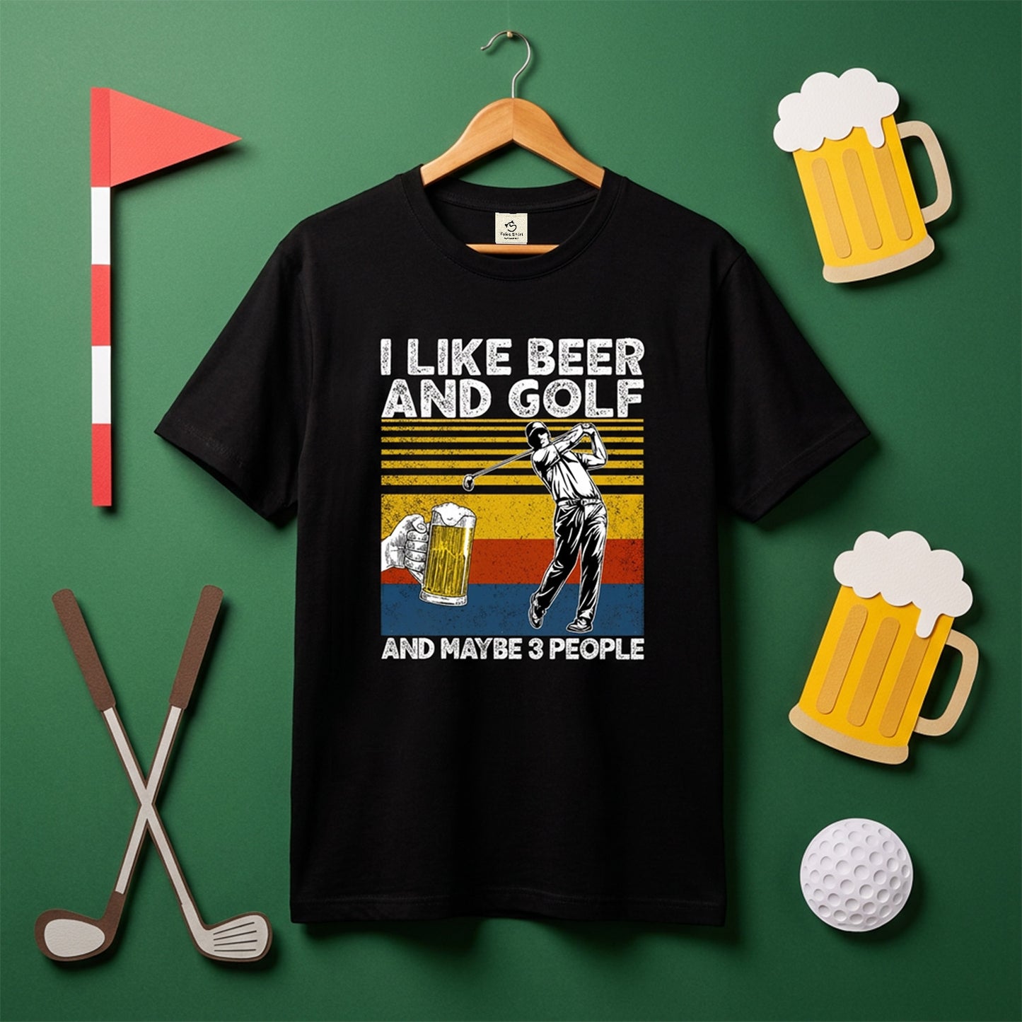 「I LIKE BEER AND GOLF」ビール＆ゴルフが好きTシャツ