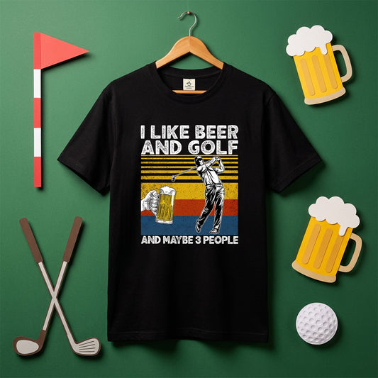 「I LIKE BEER AND GOLF」ビール＆ゴルフが好きTシャツ
