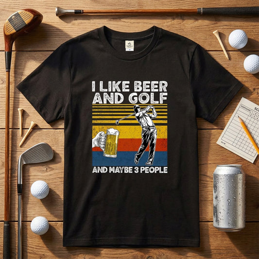 「I LIKE BEER AND GOLF」ビール＆ゴルフが好きTシャツ