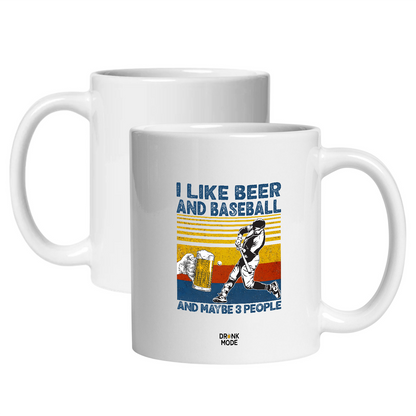 マグカップ ビールイラスト I LIKE BEER AND BASEBALL｜ビール好きにおすすめ プレゼントにも最適