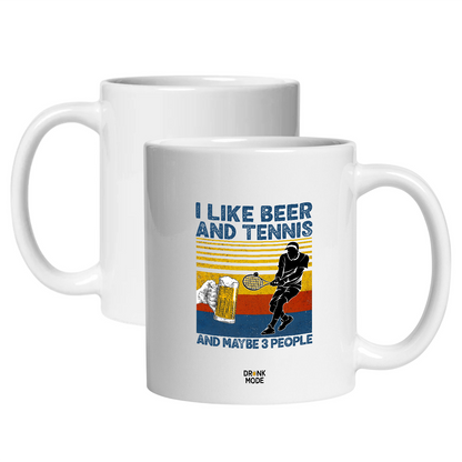 マグカップ ビールイラスト I LIKE BEER AND TENNIS ｜ビール好きにおすすめ プレゼントにも最適