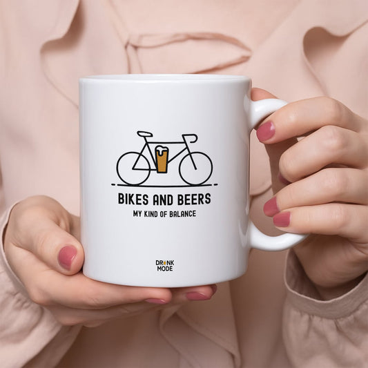 マグカップ ビールイラスト BIKES AND BEERS｜ビール好きにおすすめ プレゼントにも最適