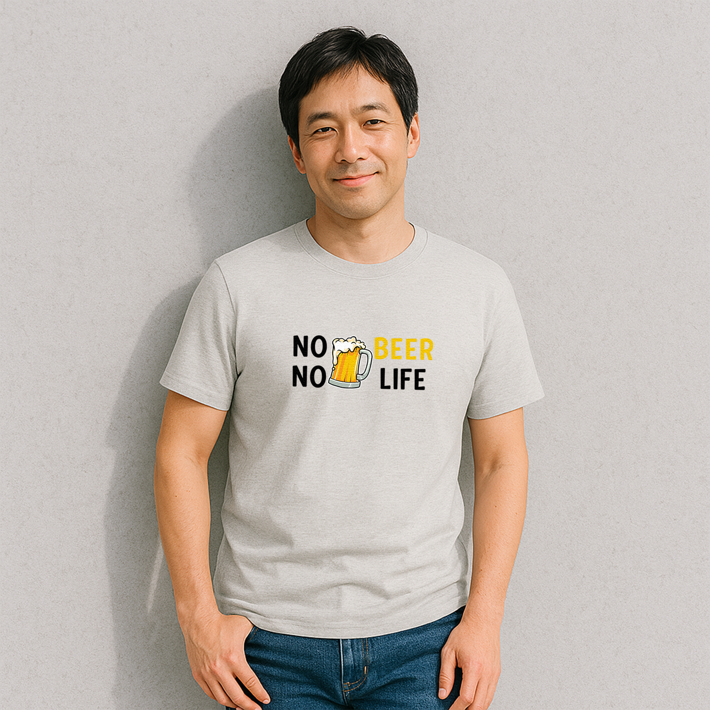 「 NO BEER NO LIFE 」誕生日プレゼントにも最適！居酒屋・飲み会で話題の面白tシャツ｜日本酒・ビール・焼酎・ウイスキー好きにおすすめ