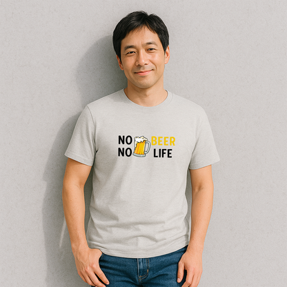 「 NO BEER NO LIFE 」誕生日プレゼントにも最適！居酒屋・飲み会で話題の面白tシャツ｜日本酒・ビール・焼酎・ウイスキー好きにおすすめ