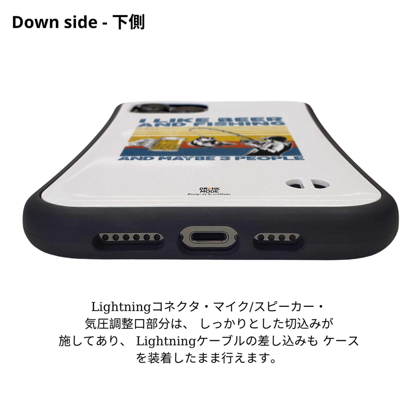 「I LIKE BEER AND FISHING」iPhoneケース おもしろデザイン｜酒好きに人気のDrunkmodeスマホケース｜ビール・焼酎・日本酒・ウイスキー好きにおすすめ｜プレゼントにも◎