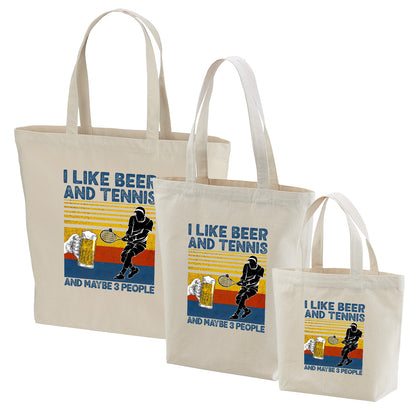「I LIKE BEER AND TENNIS」トートバッグ｜ビール・テニス好きへのプレゼント | Drunkmode