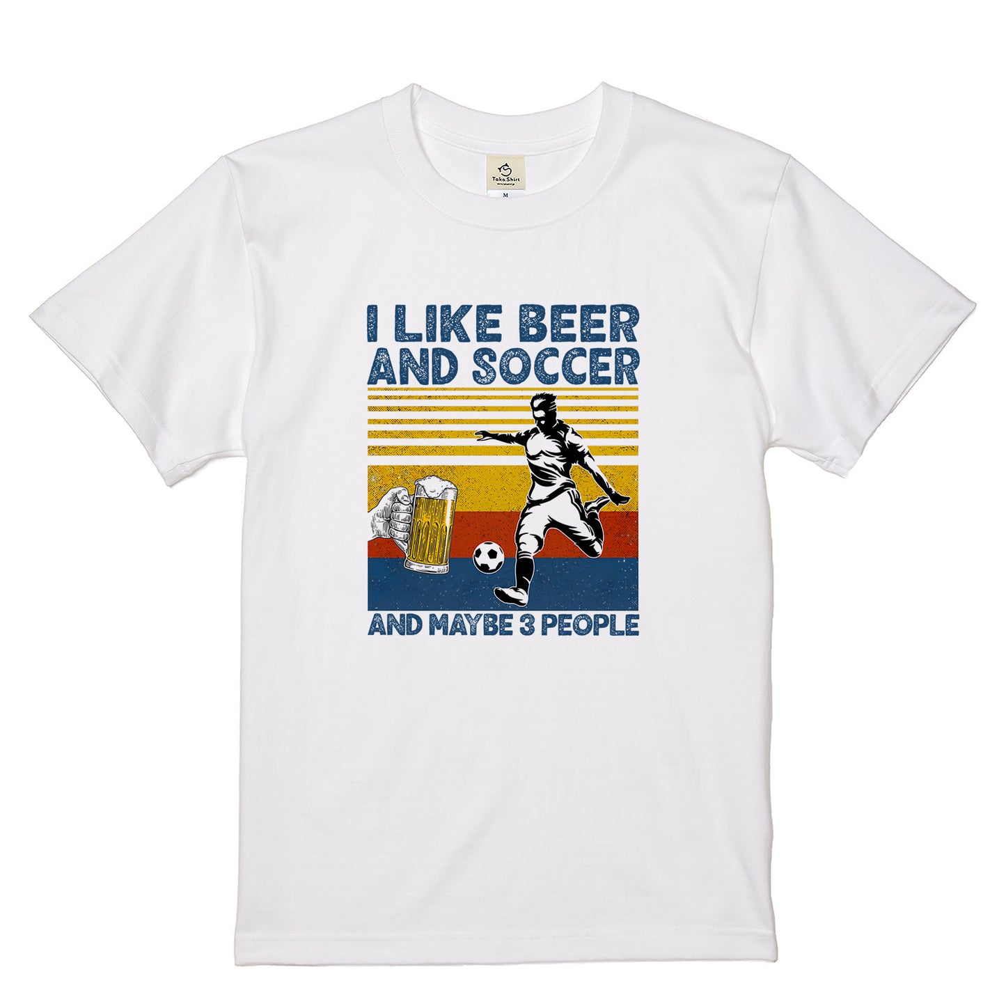 「I LIKE BEER AND MY SCCOER」ビール＆キャンプが好きTシャツ
