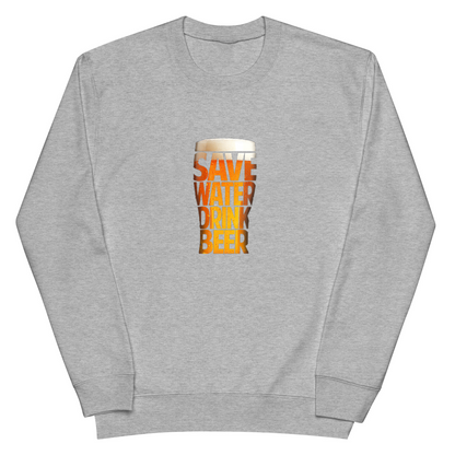 「  SAVE WATER DRINK BEER」誕生日プレゼントにも最適！居酒屋・飲み会で話題の面白トレーナー｜日本酒・ビール・焼酎・ウイスキー好きにおすすめ