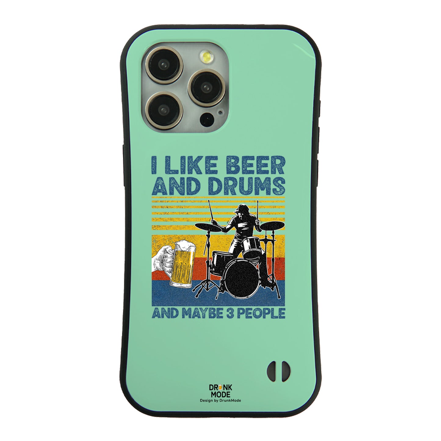「I LIKE BEER AND DRUMS」iPhoneケース おもしろデザイン｜酒好きに人気のDrunkmodeスマホケース｜ビール・焼酎・日本酒・ウイスキー好きにおすすめ｜プレゼントにも◎