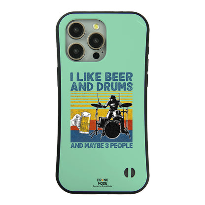 「I LIKE BEER AND DRUMS」iPhoneケース おもしろデザイン｜酒好きに人気のDrunkmodeスマホケース｜ビール・焼酎・日本酒・ウイスキー好きにおすすめ｜プレゼントにも◎