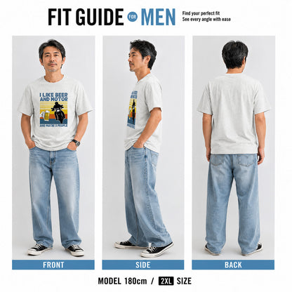 「I LIKE BEER AND MOTOR」ビール＆オートバイクが好き Tシャツ