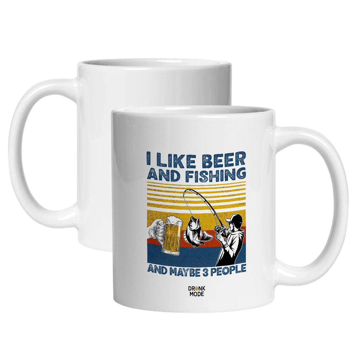 マグカップ ビールイラスト I LIKE BEER AND FISHING｜ビール好きにおすすめ プレゼントにも最適