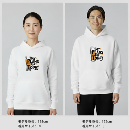 「MY PLAN FOR TODAY 」誕生日プレゼントにも最適！居酒屋・飲み会で話題の面白パーカー｜日本酒・ビール・焼酎・ウイスキー好きにおすすめ