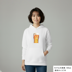 「SAVE WATER DRINK BEER 」誕生日プレゼントにも最適！居酒屋・飲み会で話題の面白パーカー｜日本酒・ビール・焼酎・ウイスキー好きにおすすめ