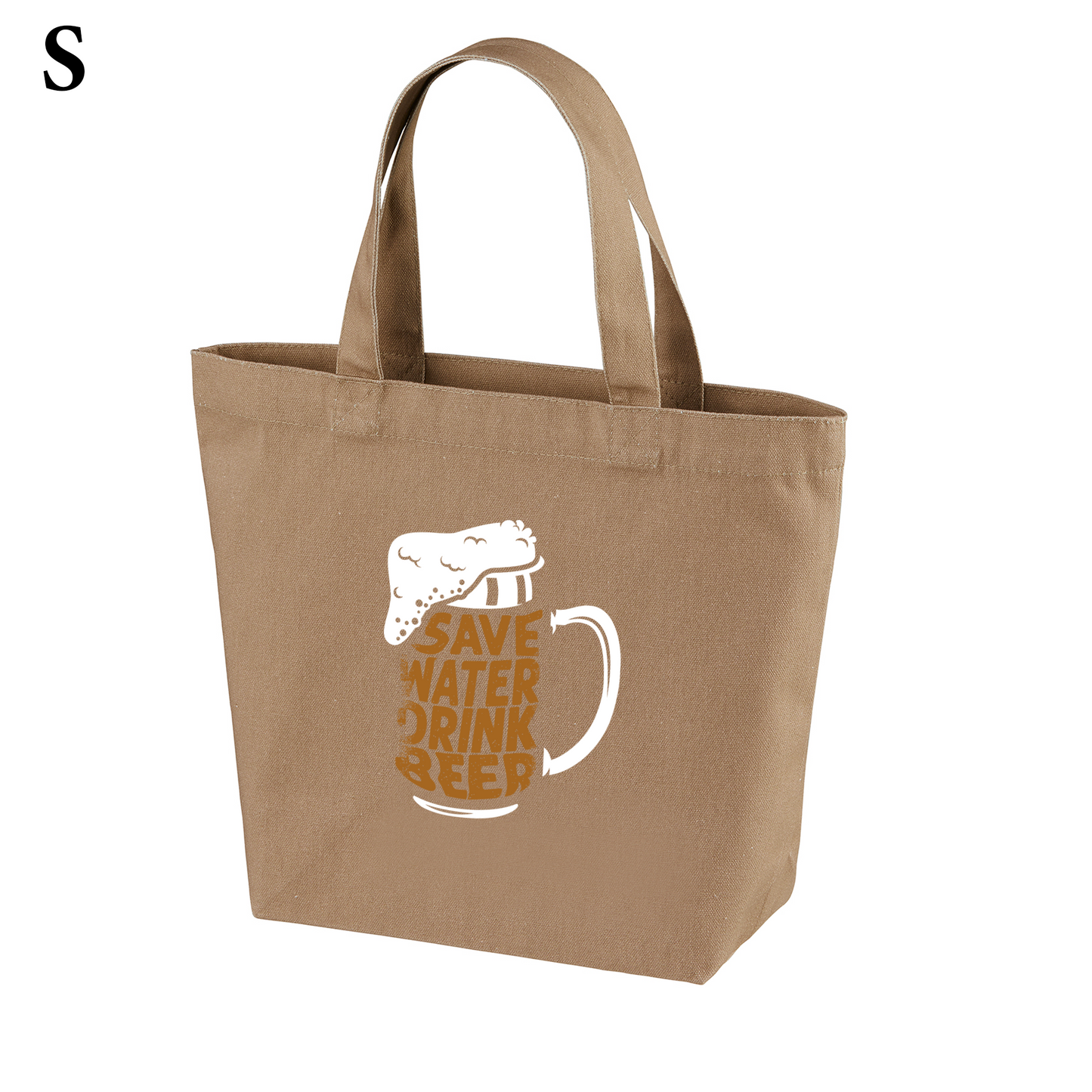 「Save Water Drink Beer - ビールは水分補給」誕生日プレゼントにも最適！居酒屋・飲み会で話題の面白トートバッグ｜日本酒・ビール・焼酎・ウイスキー好きにおすすめ