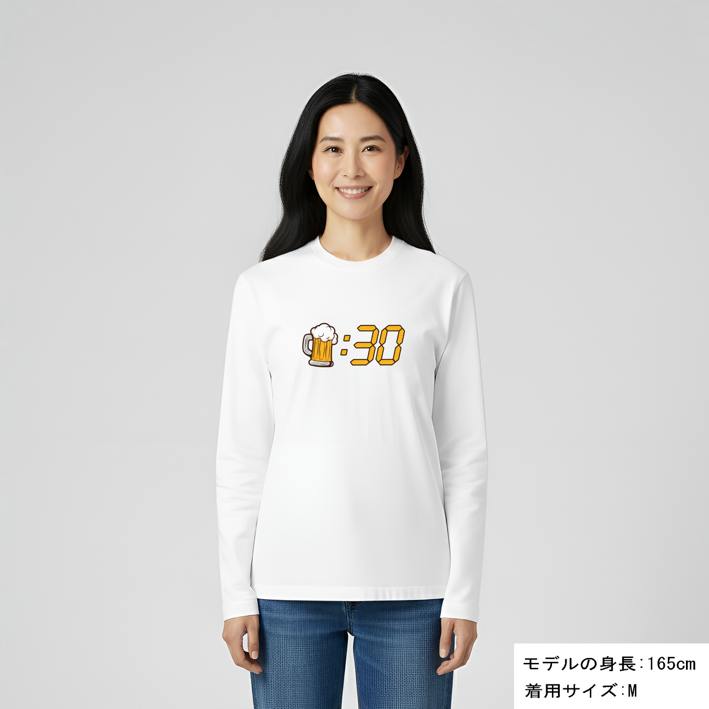 「ビール：30」誕生日プレゼントにも最適！居酒屋・飲み会で話題の面白長袖tシャツ｜日本酒・ビール・焼酎・ウイスキー好きにおすすめ