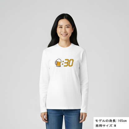 「ビール：30」誕生日プレゼントにも最適！居酒屋・飲み会で話題の面白長袖tシャツ｜日本酒・ビール・焼酎・ウイスキー好きにおすすめ