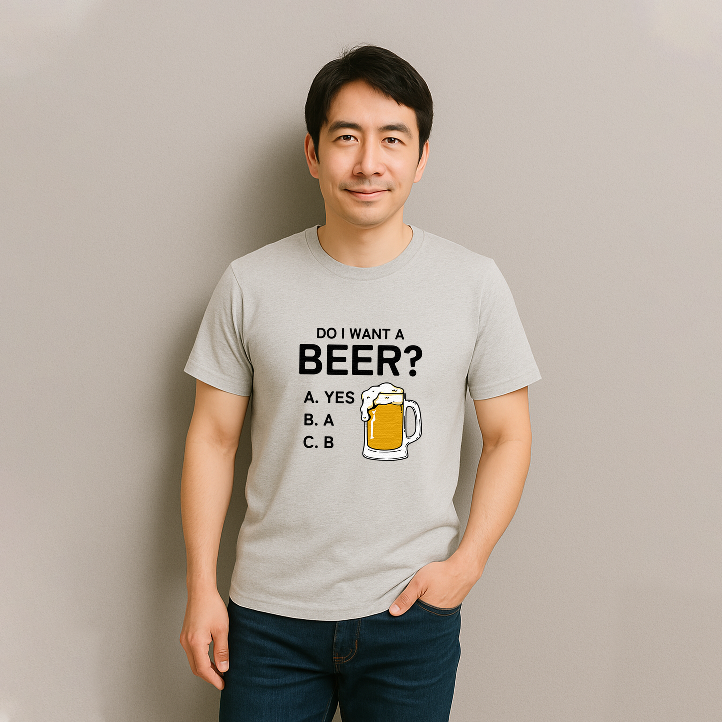 「Do i want a BEER?」誕生日プレゼントにも最適！居酒屋・飲み会で話題の面白tシャツ｜日本酒・ビール・焼酎・ウイスキー好きにおすすめ