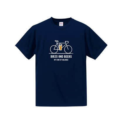 「BIKES AND BEERS 」誕生日プレゼントにも最適！居酒屋・飲み会で話題の面白ドライシルキータッチTシャツ｜日本酒・ビール・焼酎・ウイスキー好きにおすすめ