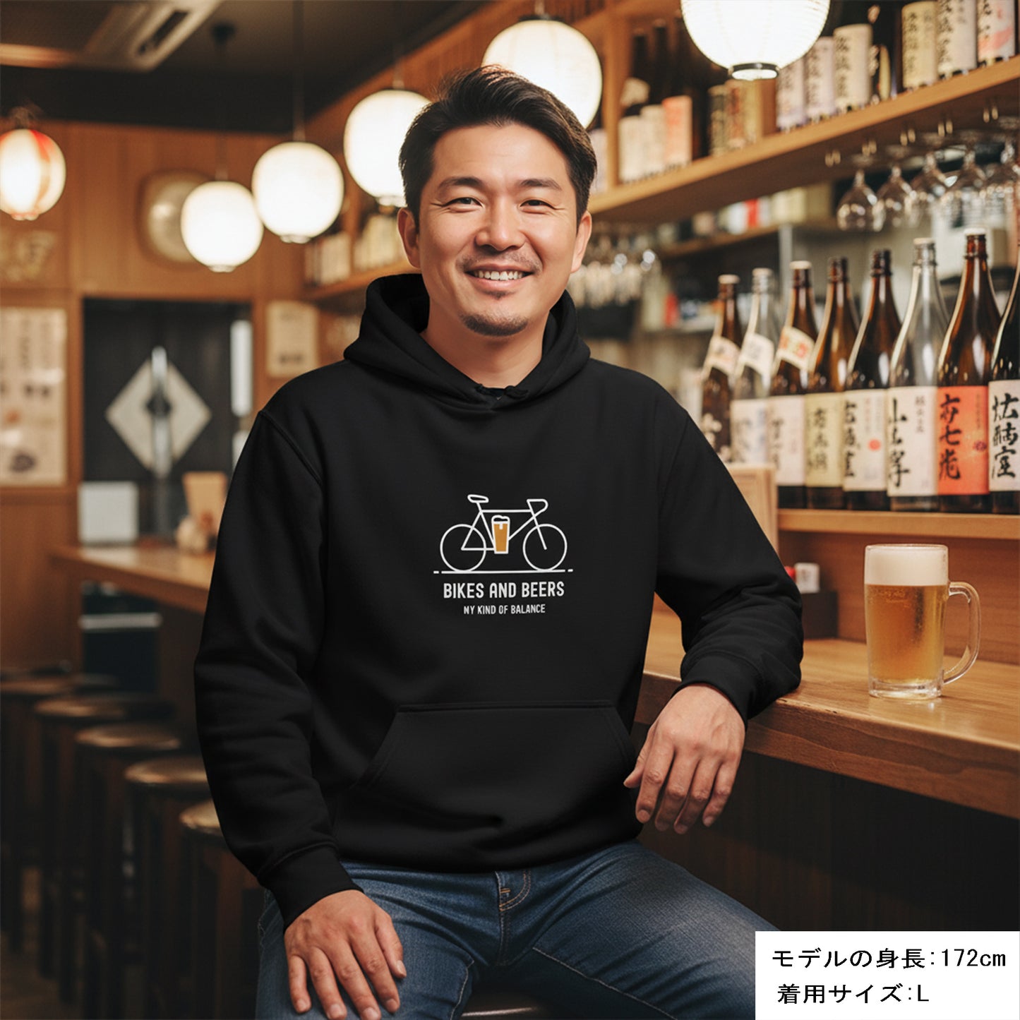 「 BIKES AND BEERS 」誕生日プレゼントにも最適！居酒屋・飲み会で話題の面白パーカー｜日本酒・ビール・焼酎・ウイスキー好きにおすすめ