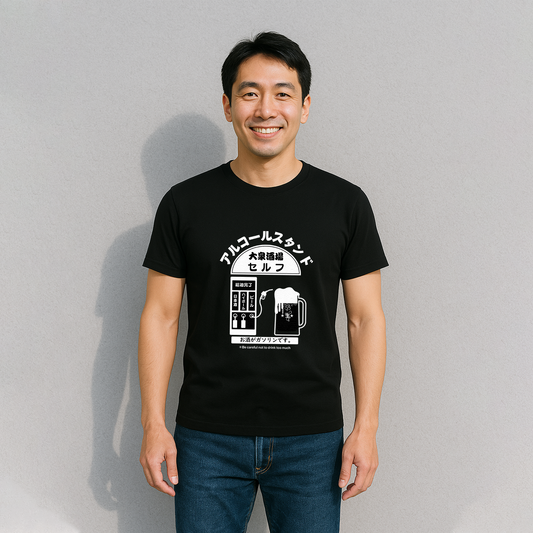 「アルコールスタンド」誕生日プレゼントにも最適！居酒屋・飲み会で話題の面白tシャツ｜日本酒・ビール・焼酎・ウイスキー好きにおすすめ
