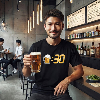 「ビール：30」誕生日プレゼントにも最適！居酒屋・飲み会で話題の面白tシャツ｜日本酒・ビール・焼酎・ウイスキー好きにおすすめ