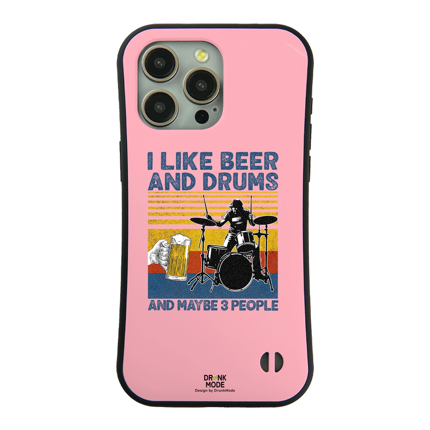 「I LIKE BEER AND DRUMS」iPhoneケース おもしろデザイン｜酒好きに人気のDrunkmodeスマホケース｜ビール・焼酎・日本酒・ウイスキー好きにおすすめ｜プレゼントにも◎