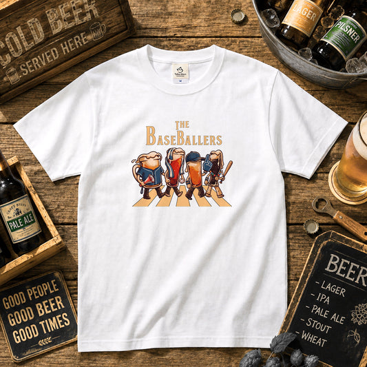 THE BASEBALLERS W | ビールたちの全力応援 横断歩道 面白Tシャツ【野球ファン・父の日ギフトに最適】
