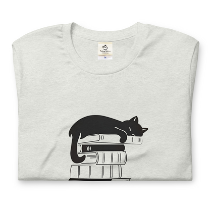 猫tシャツ ねこ 猫イラスト Cat & Book ｜アダルト&キッズサイズ.