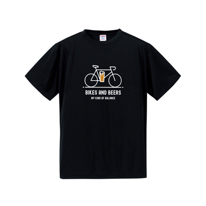 「BIKES AND BEERS 」誕生日プレゼントにも最適！居酒屋・飲み会で話題の面白ドライシルキータッチTシャツ｜日本酒・ビール・焼酎・ウイスキー好きにおすすめ