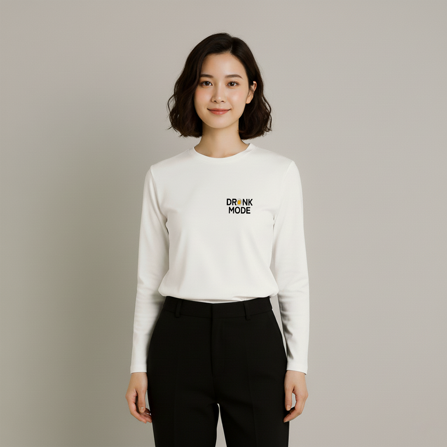 「DrunkMode 」誕生日プレゼントにも最適！居酒屋・飲み会で話題の面白長袖tシャツ｜日本酒・ビール・焼酎・ウイスキー好きにおすすめ