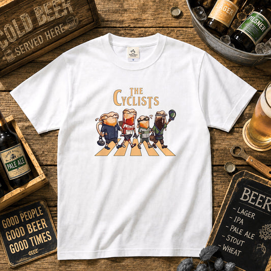 THE CYCLISTS | ビールたちのサイクリング 横断歩道 面白Tシャツ【自転車好き・ビール好き・ギフトに最適】