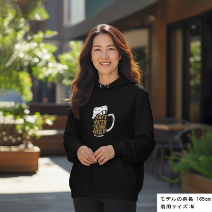 「Save Water Drink Beer - ビールは水分補給」誕生日プレゼントにも最適！居酒屋・飲み会で話題の面白パーカー｜日本酒・ビール・焼酎・ウイスキー好きにおすすめ