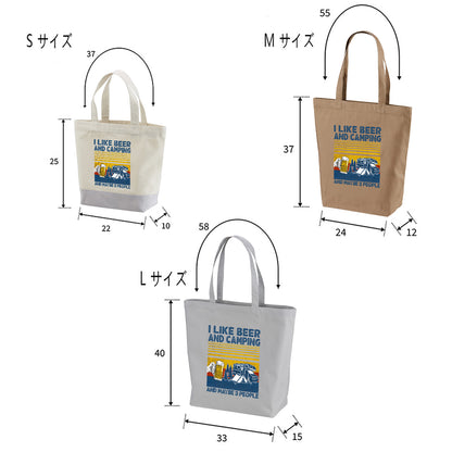 「I LIKE BEER AND MY CAMPING」誕生日プレゼントにも最適！居酒屋・飲み会で話題の面白トートバッグ｜日本酒・ビール・焼酎・ウイスキー好きにおすすめ