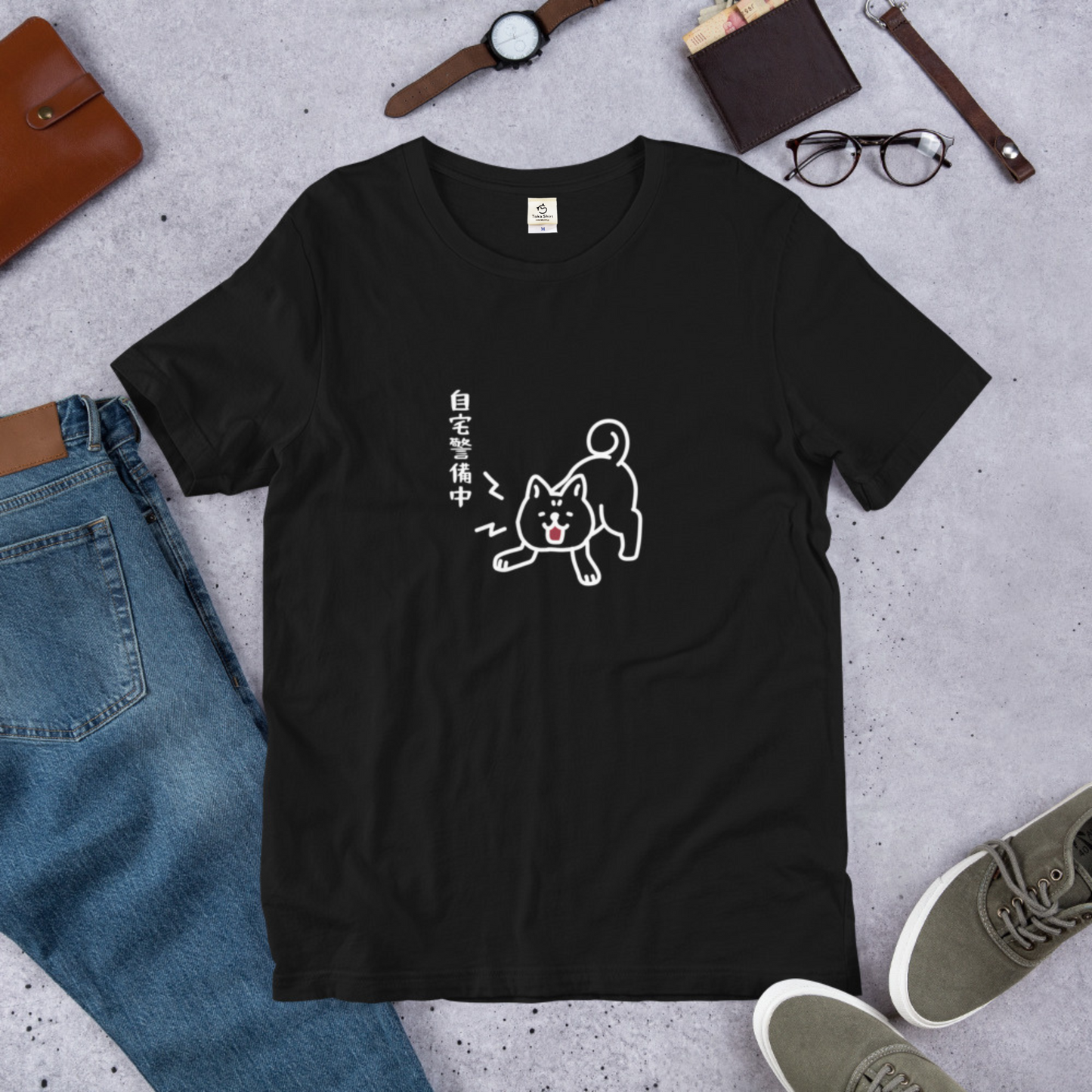 犬 tシャツ 犬イラスト自宅警備中 ｜アダルト&キッズサイズ.