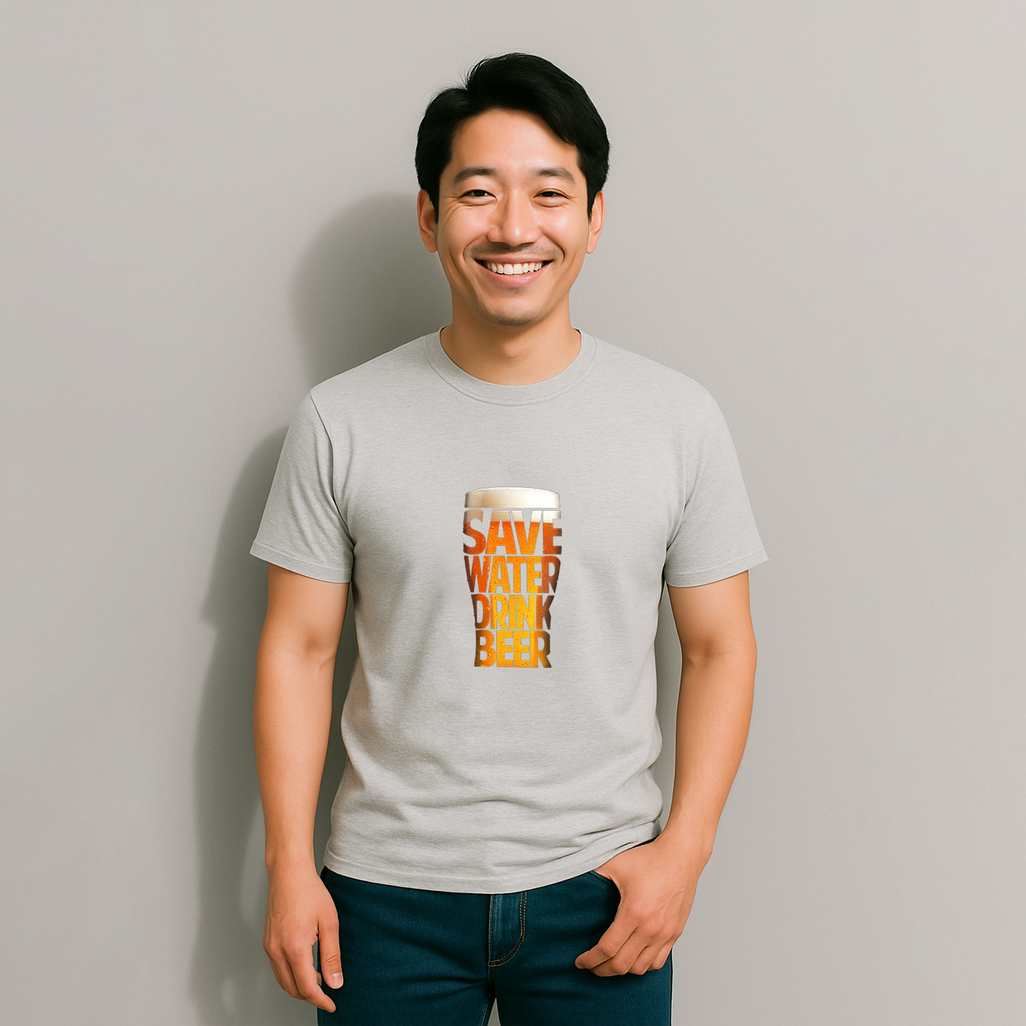 「 SAVE WATER DRINK BEER 」誕生日プレゼントにも最適！居酒屋・飲み会で話題の面白tシャツ｜日本酒・ビール・焼酎・ウイスキー好きにおすすめ