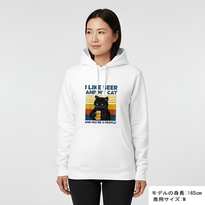 I LIKE BEER AND MY CAT｜飲み会で話題の面白パーカー【S–3XL／綿100%裏パイル】
