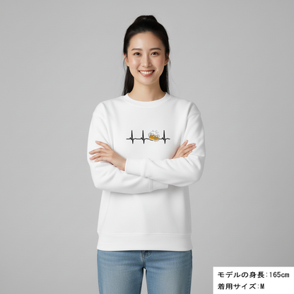 「ビールのハートビート 心電図」誕生日プレゼントにも最適！居酒屋・飲み会で話題の面白トレーナー｜日本酒・ビール・焼酎・ウイスキー好きにおすすめ