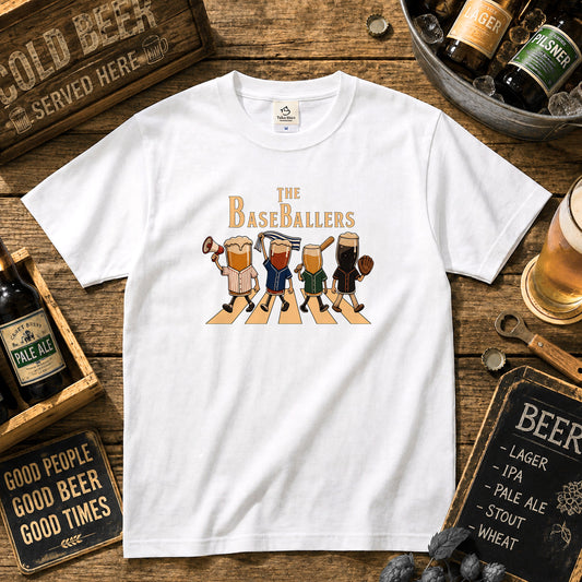 THE BASEBALLERS | 野球ビール アビーロード風パロディ 面白Tシャツ【野球観戦・ビール好き・ギフトに最適】
