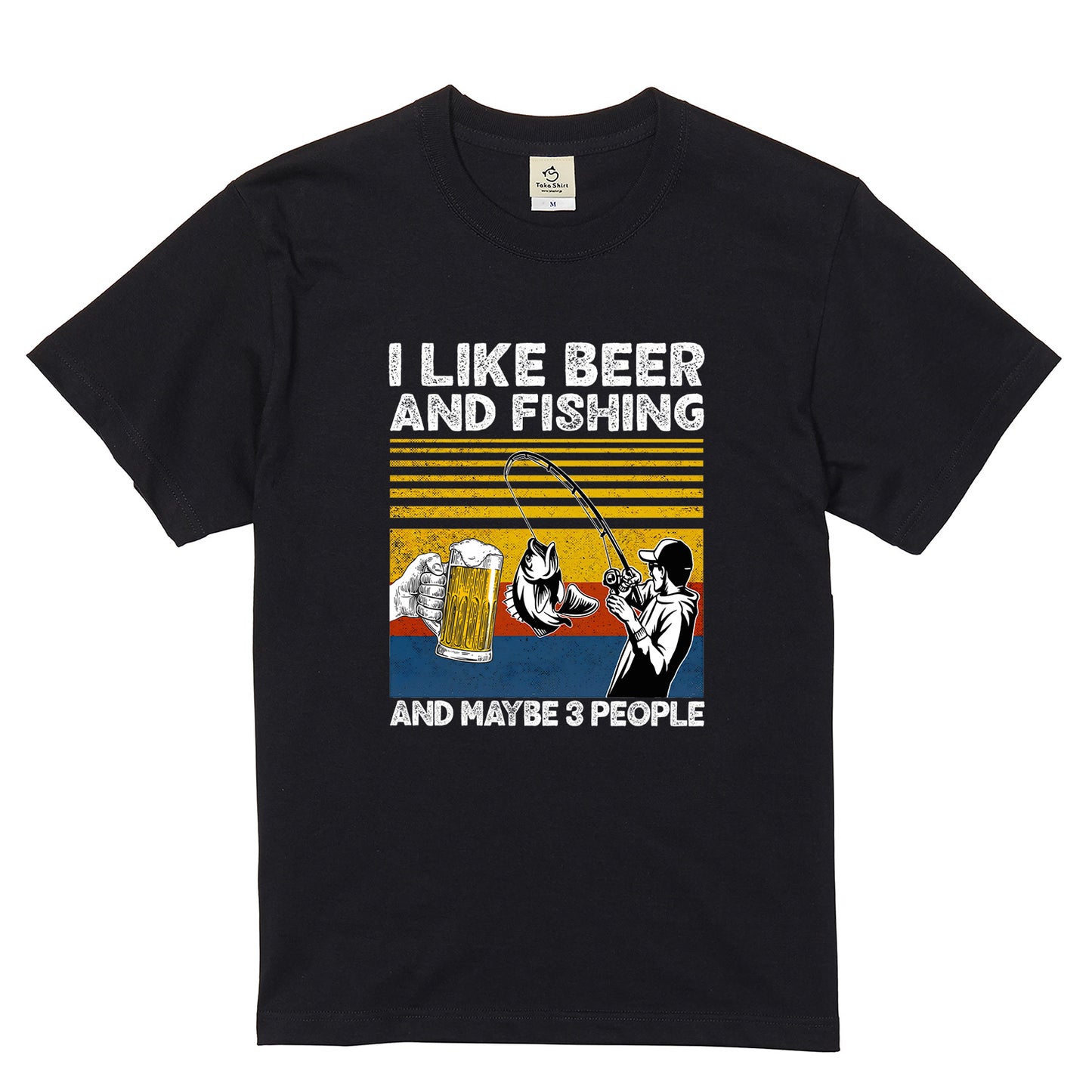 「I LIKE BEER AND FISHING」ビール＆釣り好き Tシャツ