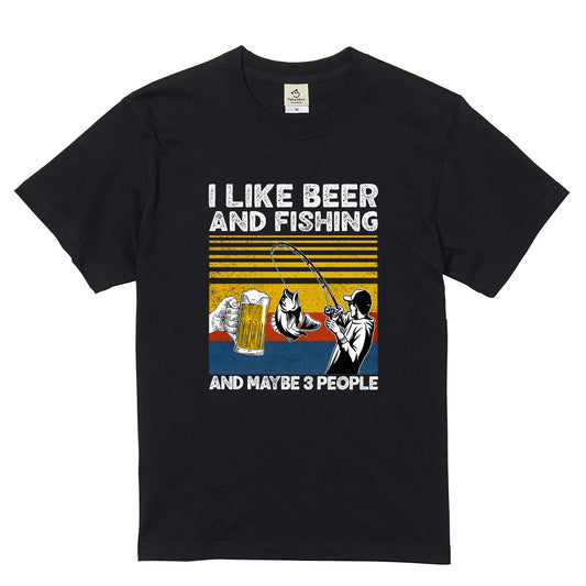 「I LIKE BEER AND FISHING」ビール＆釣り好き Tシャツ