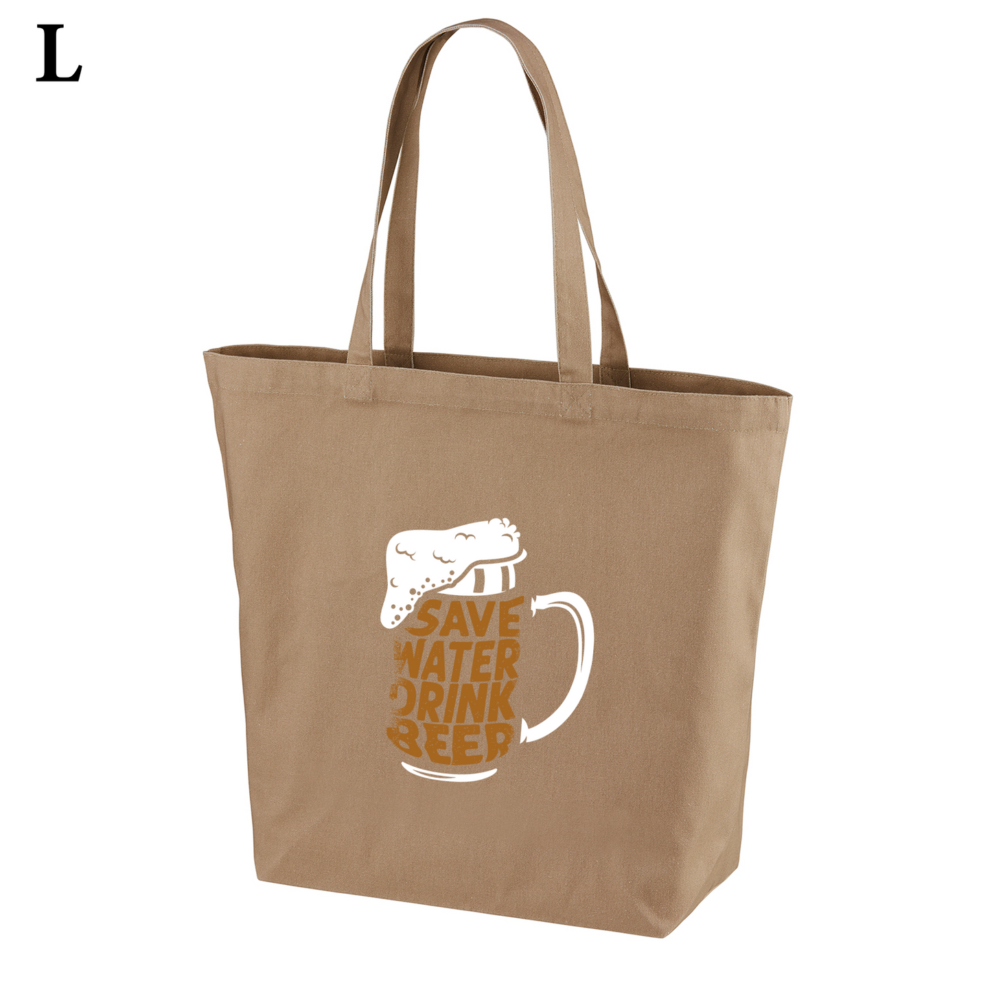 「Save Water Drink Beer - ビールは水分補給」誕生日プレゼントにも最適！居酒屋・飲み会で話題の面白トートバッグ｜日本酒・ビール・焼酎・ウイスキー好きにおすすめ