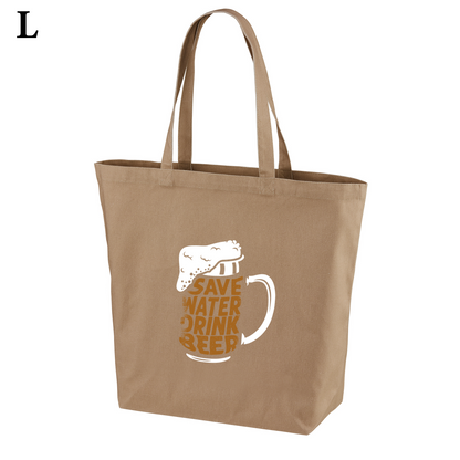 「Save Water Drink Beer - ビールは水分補給」誕生日プレゼントにも最適！居酒屋・飲み会で話題の面白トートバッグ｜日本酒・ビール・焼酎・ウイスキー好きにおすすめ