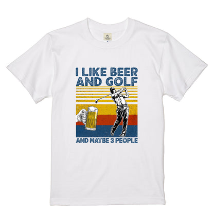 「I LIKE BEER AND GOLF」ビール＆キャンプが好きTシャツ