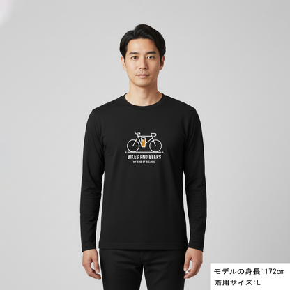 「 BIKES AND BEERS 」誕生日プレゼントにも最適！居酒屋・飲み会で話題の面白長袖tシャツ｜日本酒・ビール・焼酎・ウイスキー好きにおすすめ