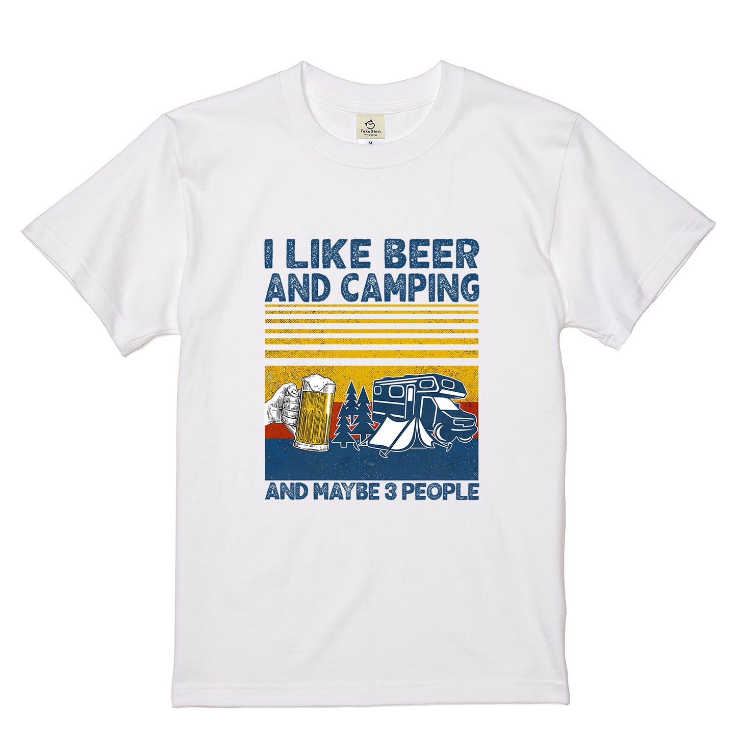 「I LIKE BEER AND MY CAMPING」ビール＆キャンプが好きTシャツ