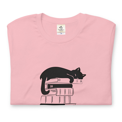 猫tシャツ ねこ 猫イラスト Cat & Book ｜アダルト&キッズサイズ.