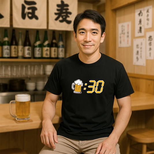「ビール：30」誕生日プレゼントにも最適！居酒屋・飲み会で話題の面白tシャツ｜日本酒・ビール・焼酎・ウイスキー好きにおすすめ