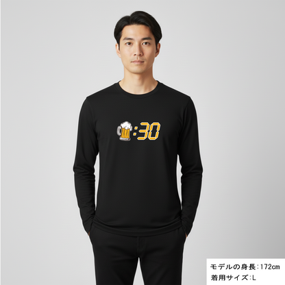 「ビール：30」誕生日プレゼントにも最適！居酒屋・飲み会で話題の面白長袖tシャツ｜日本酒・ビール・焼酎・ウイスキー好きにおすすめ
